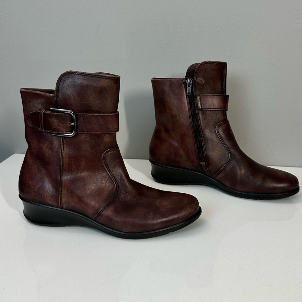 Ecco Women’s Finola Wedge Ankle‎ Boots Size 6-6.5 Leather Steampunk - Picture 2 of 15